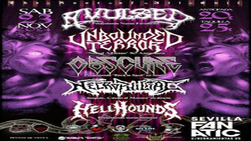 Avulsed + Unbounded Terror + Obscure + Necrophiliac + Hellhounds Imagen de portada